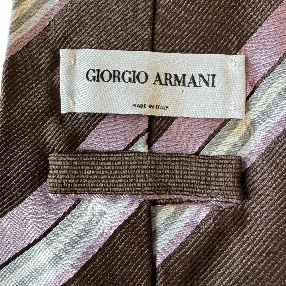 Giorgio Armani Silk Tie with Brown and Purple Accents